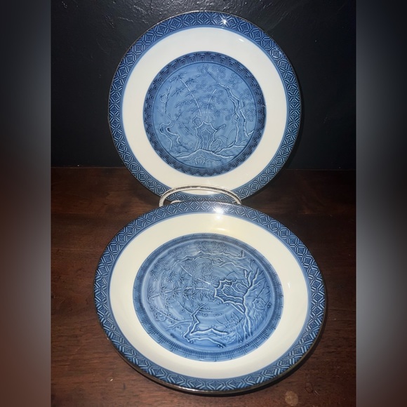 Antique Large Japanese Blue and White Porcelain Raised Serving Set Platter 13.5” - Picture 4 of 9